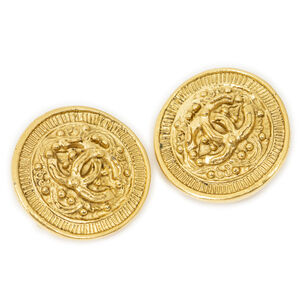 Chanel CC Round Clip On Earrings